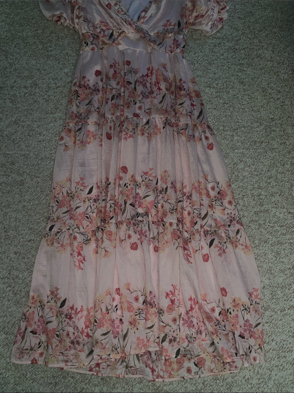 Taylor Pink Floral Maxi Dress with Puff Sleeves - Picture 5 of 7